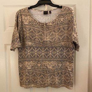 Black and tan patterned top